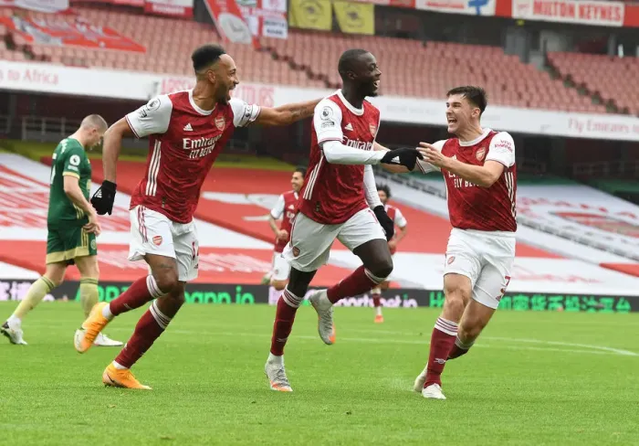 Framed Print : Arsenal's Pepe and Aubameyang: Celebrating Goals in Empty Emirates Stadium (2020-21) Framed Print : Arsenal's Pepe and Aubameyang: Celebrating Goals in Empty Emirates Stadium (2020-21)