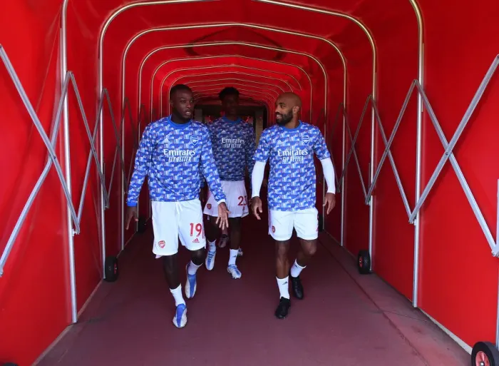 Framed Print : Arsenal's Pepe and Lacazette Prepare for Leeds United Clash in Premier League (2021-22)
