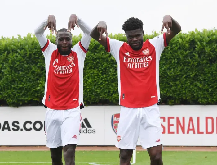 Framed Print : Arsenal's Pepe and Partey Post-Match: Arsenal v Millwall Pre-Season Friendly, 2021 Framed Print : Arsenal's Pepe and Partey Post-Match: Arsenal v Millwall Pre-Season Friendly, 2021