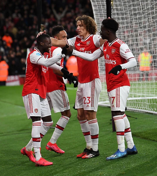 Arsenal's Pepe and Saka Celebrate Goal vs Newcastle United (2019-20)