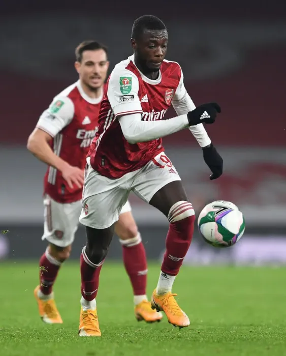 Framed Print : Arsenal's Pepe Shines in Empty Emirates: Carabao Cup Quarterfinal vs Manchester City