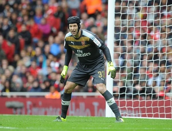 Arsenal's Petr Cech in Action Against VfL Wolfsburg at Emirates Cup 2015 / 16