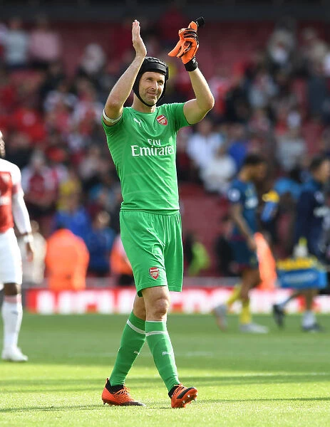 Arsenal's Petr Cech Celebrates with Fans after Arsenal v West Ham United Victory