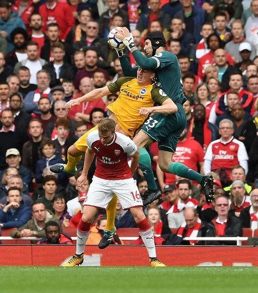 Arsenal's Petr Cech Clashes with Brighton's Shane Duffy in Premier League Showdown