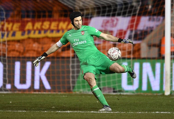 Arsenal's Petr Cech in FA Cup Action against Blackpool, 2019