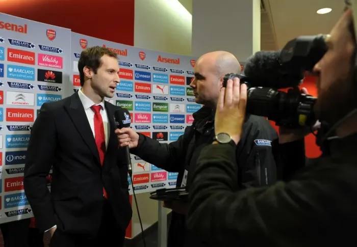 Framed Print : Arsenal's Petr Cech - Pre-Match Interview Ahead of Arsenal vs. Bournemouth, Premier League 2015-16