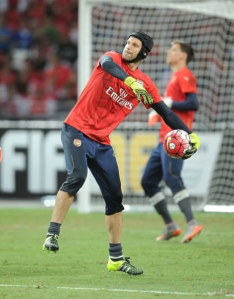 Arsenal's Petr Cech Prepares for Arsenal v Everton: Asia Trophy 2015