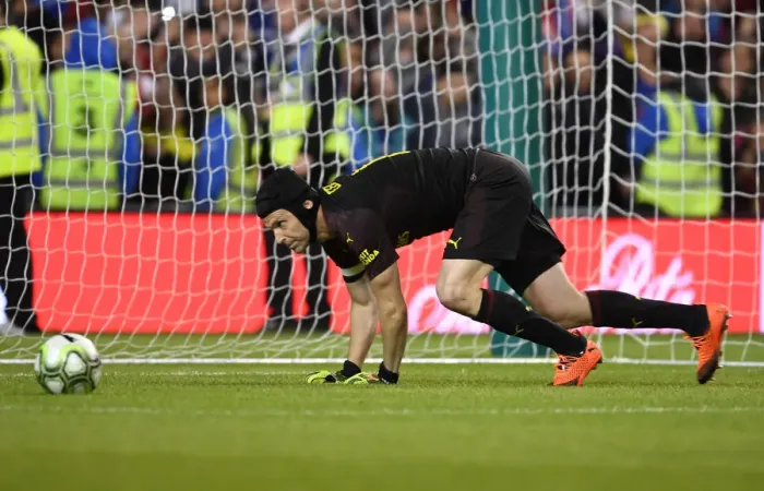 Framed Print : Arsenal's Petr Cech Saves Penalty in Thrilling Shootout Against Chelsea (Arsenal v Chelsea Pre-Season Friendly 2018-19) Framed Print : Arsenal's Petr Cech Saves Penalty in Thrilling Shootout Against Chelsea (Arsenal v Chelsea Pre-Season Friendly 2018-19)