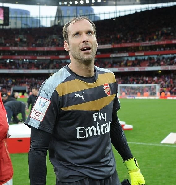 Arsenal's Petr Cech in Thoughtful Moment After Arsenal vs. VfL Wolfsburg at Emirates Cup 2015 / 16