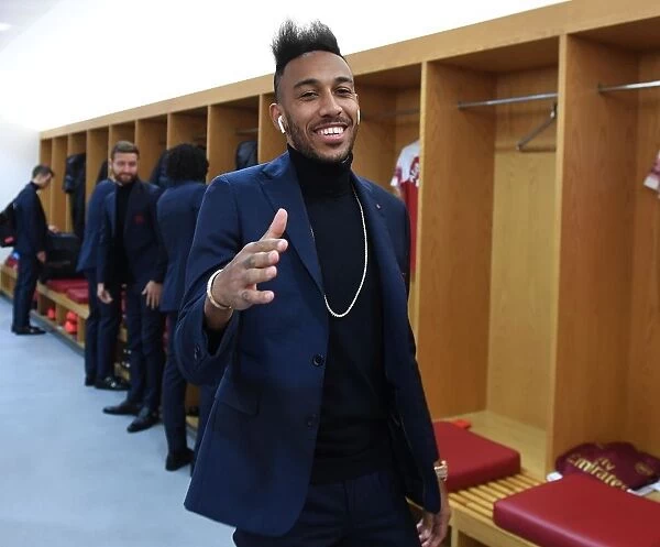 Arsenal's Pierre-Emerick Aubameyang in the Changing Room before Arsenal v Bournemouth, Premier League 2018-19