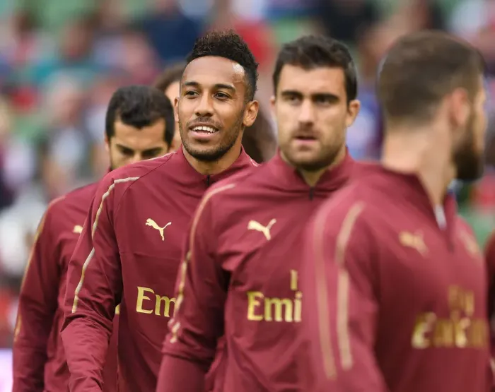 Framed Print : Arsenal's Pierre-Emerick Aubameyang Gears Up for Arsenal v Chelsea Clash in 2018 International Champions Cup, Dublin