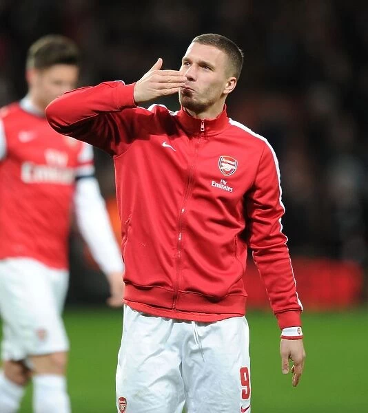 Arsenal's Podolski Celebrates FA Cup Victory over Liverpool