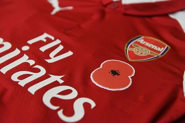 Arsenal's Poppy-Emblazoned Jerseys in Home Changing Room before Arsenal vs Swansea City, 2017-18 Premier League