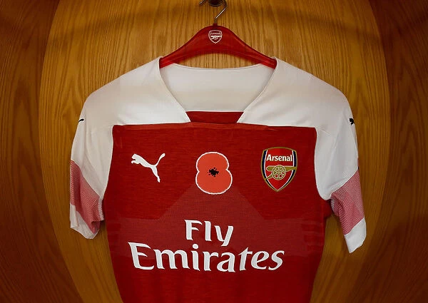Arsenal's Poppy Tribute in the Changing Room before Arsenal vs. Wolverhampton Wanderers (2018-19)