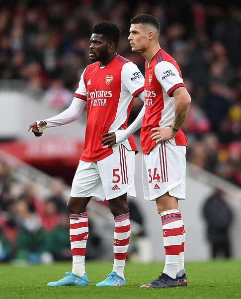 Arsenal's Powerful Midfield: Partey and Xhaka in Action, Premier League 2021-22