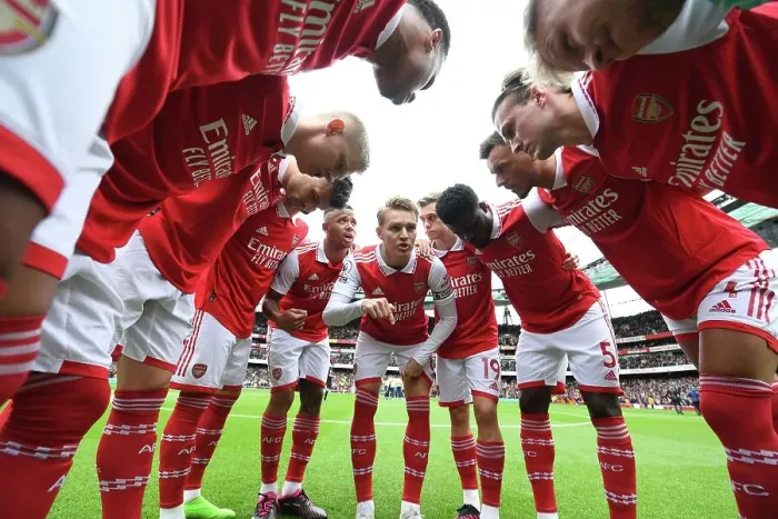 Framed Print : Arsenal's Pre-Match Huddle vs Leeds United, Premier League 2022-23 Framed Print : Arsenal's Pre-Match Huddle vs Leeds United, Premier League 2022-23