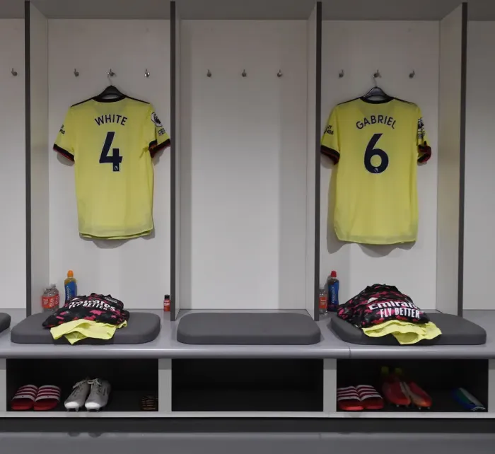 Framed Print : Arsenal's Pre-Match Preparation: Ben White and Gabriel's Shirts in Liverpool's Anfield Dressing Room (Liverpool v Arsenal 2021-22) Framed Print : Arsenal's Pre-Match Preparation: Ben White and Gabriel's Shirts in Liverpool's Anfield Dressing Room (Liverpool v Arsenal 2021-22)