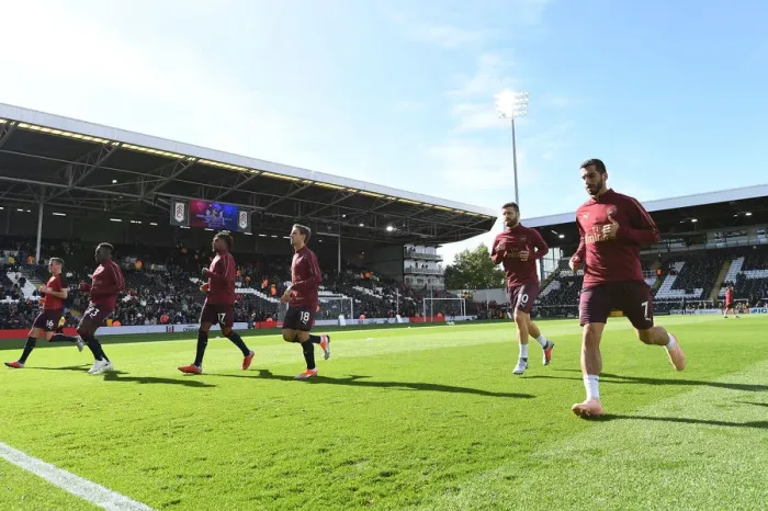 Framed Print : Arsenal's Pre-Match Warm-Up: Fulham vs Arsenal, Premier League 2018-19