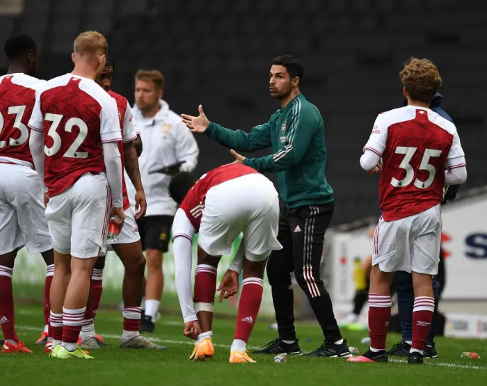 Framed Print : Arsenal's Pre-Season Friendly Against MK Dons: Mikel Arteta Leads Team Training Framed Print : Arsenal's Pre-Season Friendly Against MK Dons: Mikel Arteta Leads Team Training
