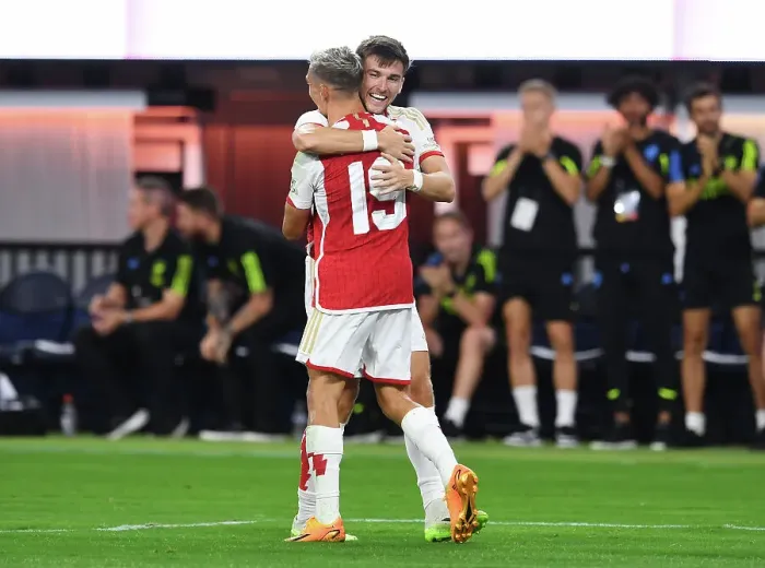 Framed Print : Arsenal's Pre-Season Victory: Trossard Scores Four Against FC Barcelona in California