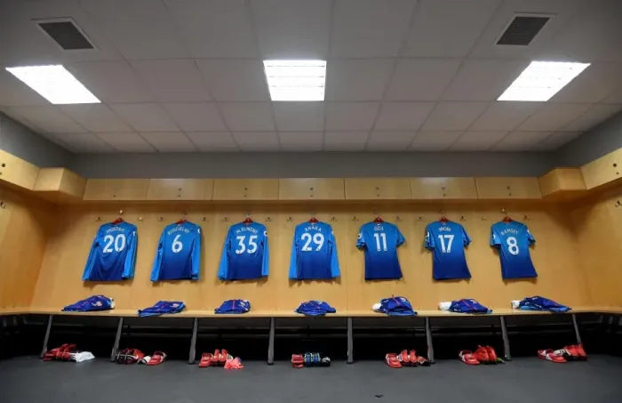 Framed Print : Arsenal's Preparedness: A Peek into the Team's Changing Room before Swansea Clash (2017-18)