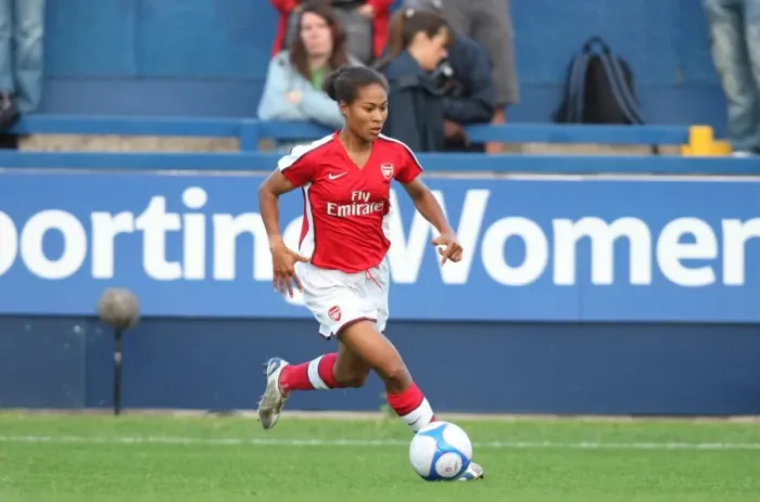 Framed Print : Arsenal's Rachel Yankey Celebrates Winning the FA Womens Community Shield vs Everton, 2008 Framed Print : Arsenal's Rachel Yankey Celebrates Winning the FA Womens Community Shield vs Everton, 2008