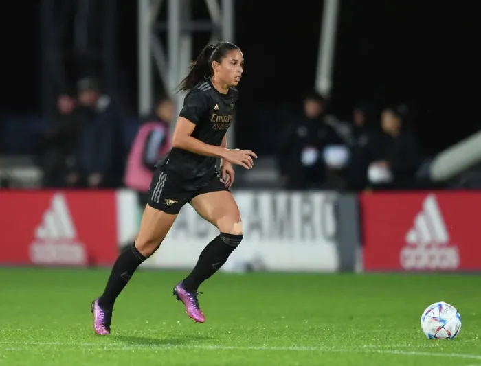 Framed Print : Arsenal's Rafaelle Faces Off Against Ajax in UEFA Women's Champions League