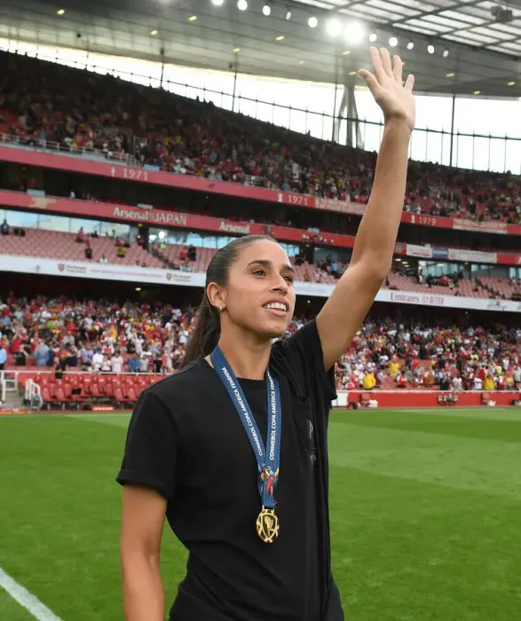 Framed Print : Arsenal's Rafaelle Greets Fans at Emirates Stadium During Arsenal vs Fulham, Premier League 2022-23