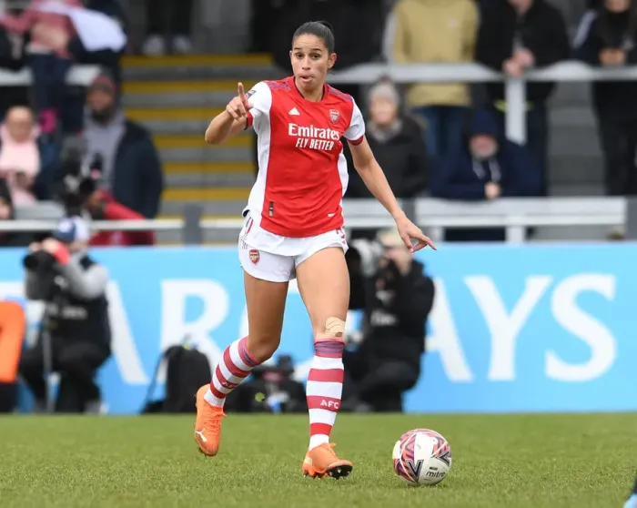 Framed Print : Arsenal's Rafaelle Souza in Action against Manchester United Women - FA WSL 2021-22