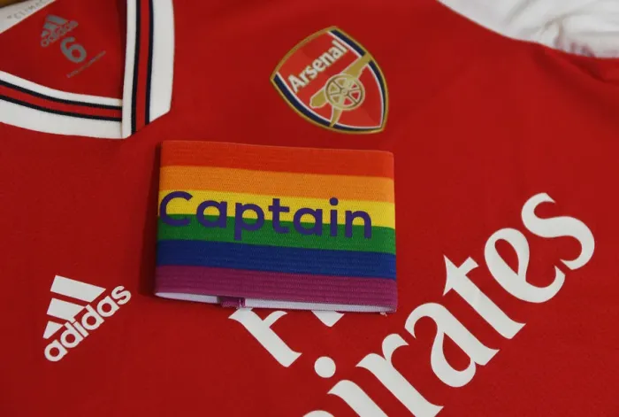 Framed Print : Arsenal's Rainbow Unity: A Colorful Display of Solidarity at Emirates Stadium