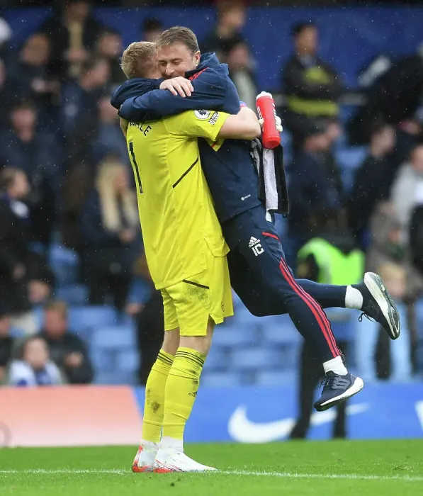 Framed Print : Arsenal's Ramsdale Celebrates Goalkeeper Victory: Chelsea vs. Arsenal, Premier League 2022-23 Framed Print : Arsenal's Ramsdale Celebrates Goalkeeper Victory: Chelsea vs. Arsenal, Premier League 2022-23