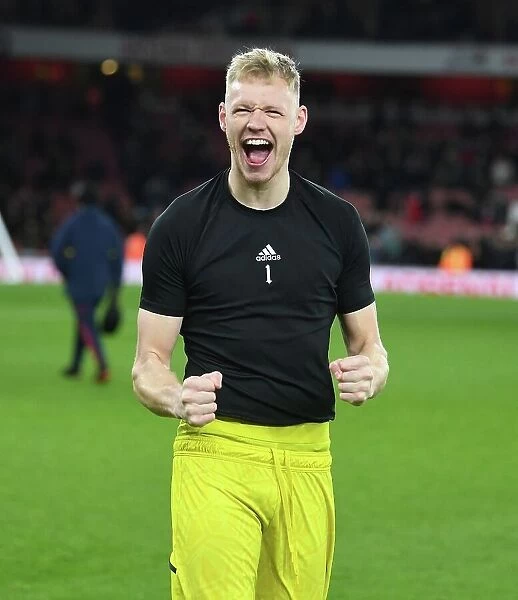 Arsenal's Ramsdale Celebrates Win Against Everton in Premier League