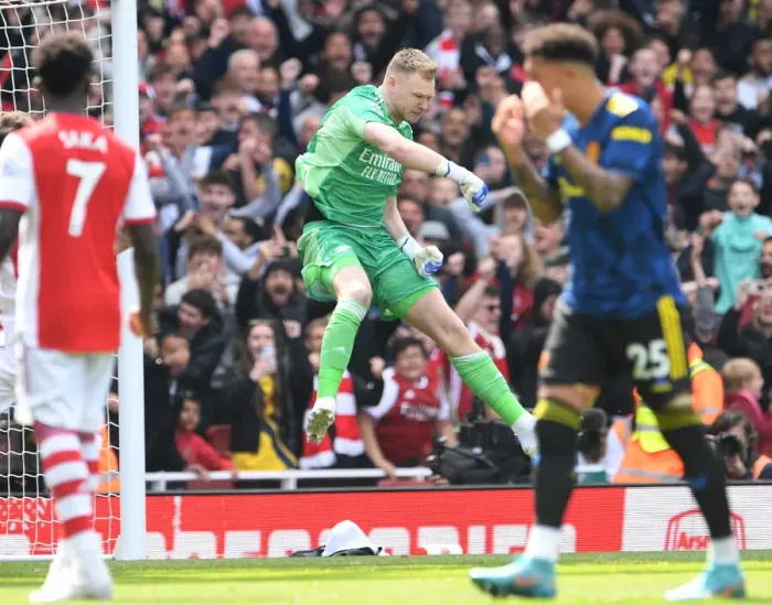 Framed Print : Arsenal's Ramsdale Denies Manchester United with Penalty Save: A Crucial Turning Point in the 2021-22 Premier League Clash Framed Print : Arsenal's Ramsdale Denies Manchester United with Penalty Save: A Crucial Turning Point in the 2021-22 Premier League Clash