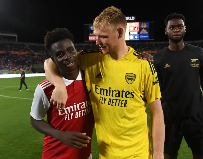 Framed Print : Arsenal's Ramsdale and Saka: Florida Cup Showdown Against Chelsea
