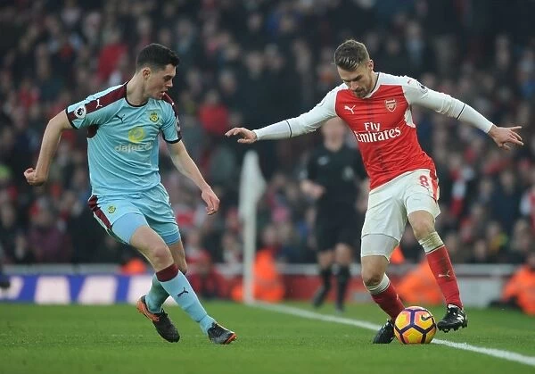 Arsenal's Ramsey Battles Keane in Intense Arsenal v Burnley Clash, Premier League 2016-17