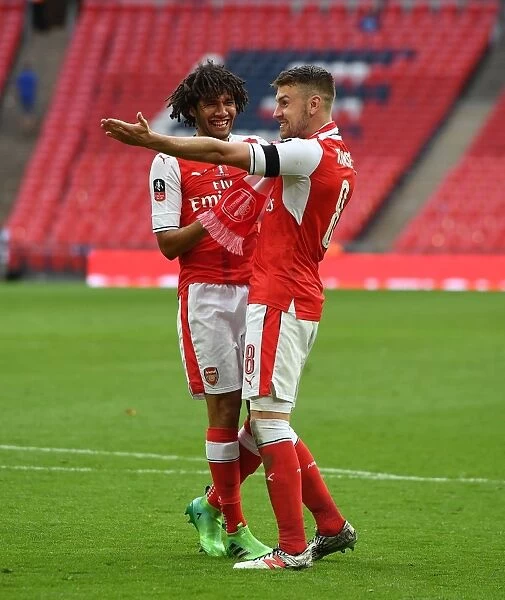 Arsenal's Ramsey and Elneny Celebrate FA Cup Victory over Chelsea