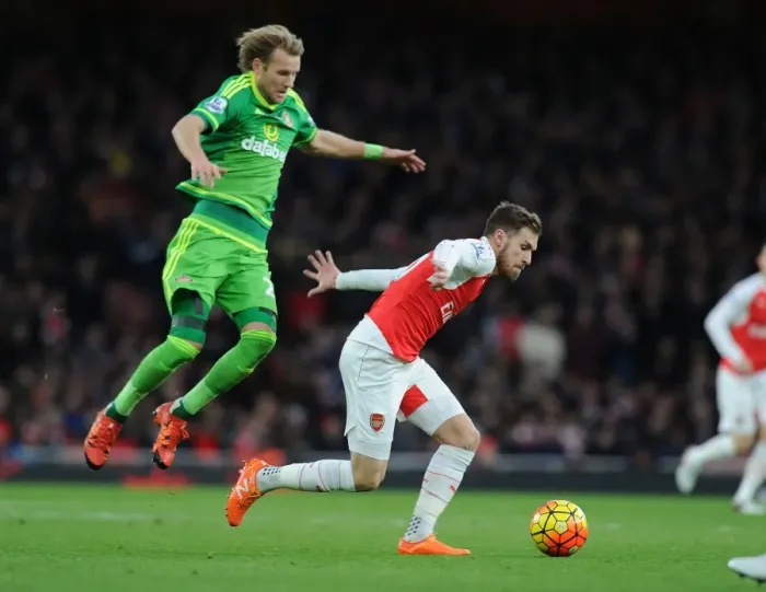 Framed Print : Arsenal's Ramsey Outshines Toivonen: Agile Moves in Arsenal's Victory over Sunderland (2015-16) Framed Print : Arsenal's Ramsey Outshines Toivonen: Agile Moves in Arsenal's Victory over Sunderland (2015-16)