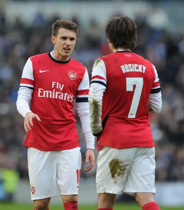 Framed Print : Arsenal's Ramsey and Rosicky in FA Cup Action against Brighton & Hove Albion