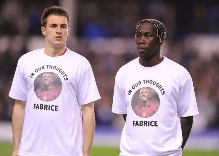 Framed Print : Arsenal's Ramsey and Sagna Prepare for Everton Clash (Everton vs Arsenal, Premier League 2011-12) Framed Print : Arsenal's Ramsey and Sagna Prepare for Everton Clash (Everton vs Arsenal, Premier League 2011-12)