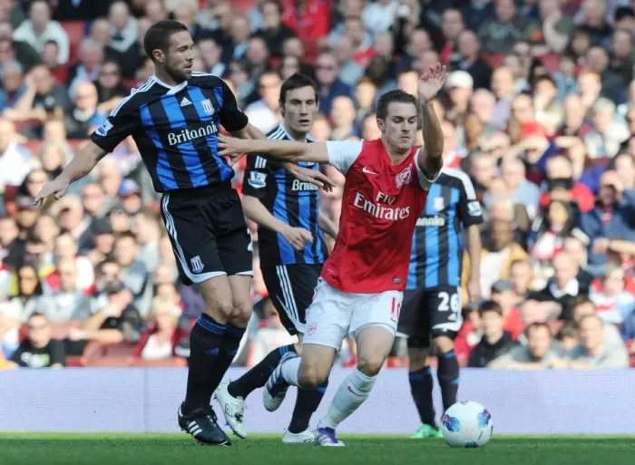 Framed Print : Arsenal's Ramsey Scores in 3-1 Victory over Stoke City in Premier League Framed Print : Arsenal's Ramsey Scores in 3-1 Victory over Stoke City in Premier League