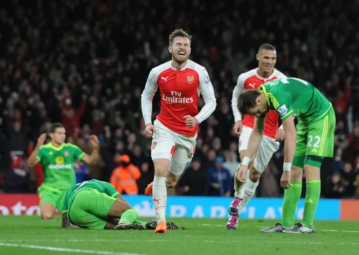 Framed Print : Arsenal's Ramsey Scores Hat-trick Against Sunderland in Premier League Showdown Framed Print : Arsenal's Ramsey Scores Hat-trick Against Sunderland in Premier League Showdown