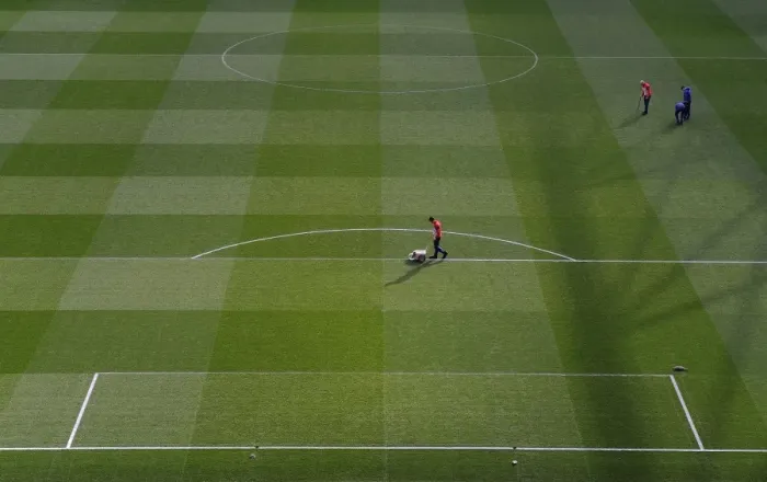 Framed Print : Arsenal's Ready Emirates Stadium for Monaco Clash (2015): A Closer Look at the Meticulously Marked Pitch Framed Print : Arsenal's Ready Emirates Stadium for Monaco Clash (2015): A Closer Look at the Meticulously Marked Pitch