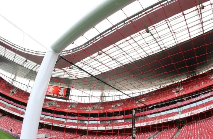 Framed Print : Arsenal's Red Nike Goalnets: Uniting for Life in the Lace Up Save Lives Campaign Framed Print : Arsenal's Red Nike Goalnets: Uniting for Life in the Lace Up Save Lives Campaign
