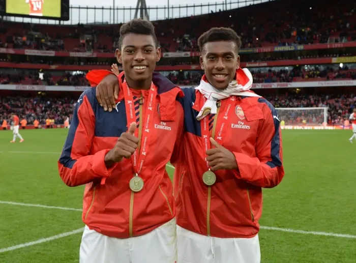 Framed Print : Arsenal's Reine-Adelaide and Iwobi Celebrate Emirates Cup Victory