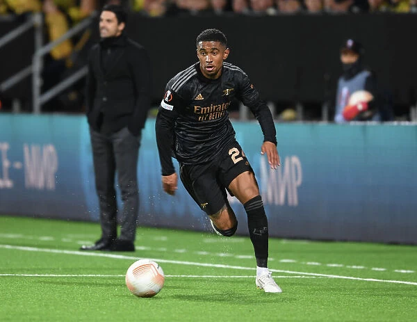 Arsenal's Reiss Nelson in Action against Bodø / Glimt in Europa League Group A