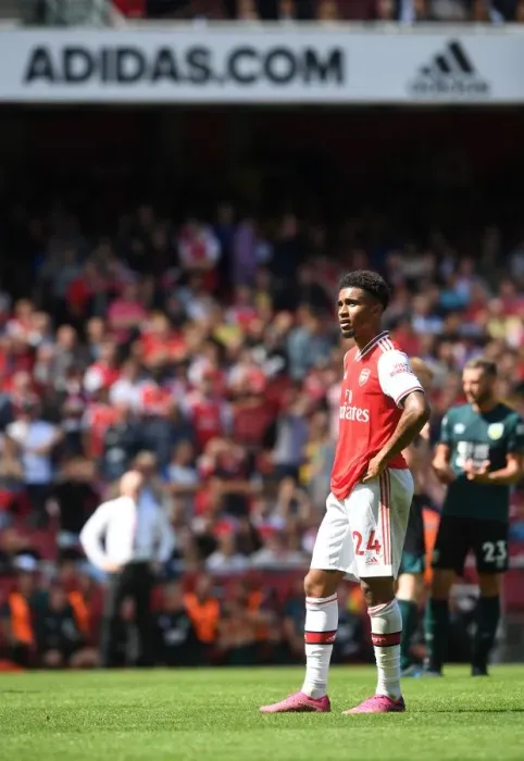 Framed Print : Arsenal's Reiss Nelson in Action against Burnley in 2019-20 Premier League
