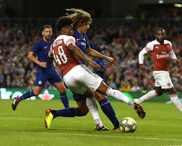Arsenal's Reiss Nelson Clashes with Chelsea's Ethan Ampadu in Pre-Season Friendly, 2018