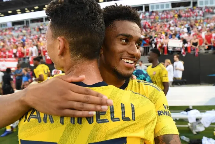 Framed Print : Arsenal's Reiss Nelson Post-Match at 2019 International Champions Cup in Charlotte