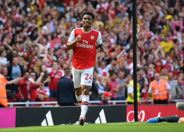 Framed Print : Arsenal's Reiss Nelson Shines in Premier League Clash Against Burnley