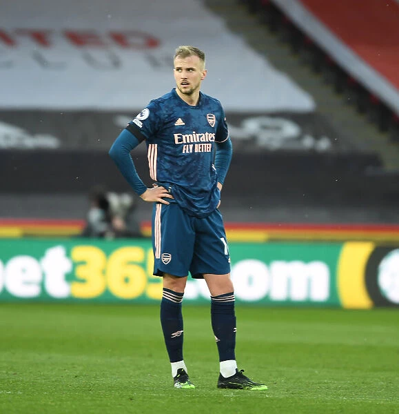 Arsenal's Rob Holding in Action at Empty Bramall Lane: Sheffield United vs Arsenal, Premier League 2021